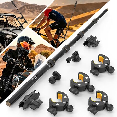 Motorcycle Mount for Insta360 X5 X4 X3 X2 X ONE RS R GO 3, 59" Invisible Selfie Stick with Adjustable Dual Clamp Bike Handlebar Mount for GoPro DJI Osmo Action/360 Camera in Kuwait