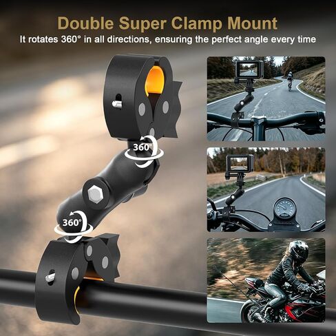 Motorcycle Mount for Insta360 X5 X4 X3 X2 X ONE RS R GO 3, 59" Invisible Selfie Stick with Adjustable Dual Clamp Bike Handlebar Mount for GoPro DJI Osmo Action/360 Camera in Kuwait