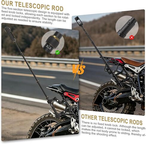 Motorcycle Mount for Insta360 X5 X4 X3 X2 X ONE RS R GO 3, 59" Invisible Selfie Stick with Adjustable Dual Clamp Bike Handlebar Mount for GoPro DJI Osmo Action/360 Camera in Kuwait
