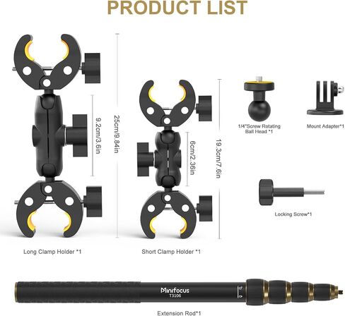 Motorcycle Mount for Insta360 X5 X4 X3 X2 X ONE RS R GO 3, 59" Invisible Selfie Stick with Adjustable Dual Clamp Bike Handlebar Mount for GoPro DJI Osmo Action/360 Camera in Kuwait