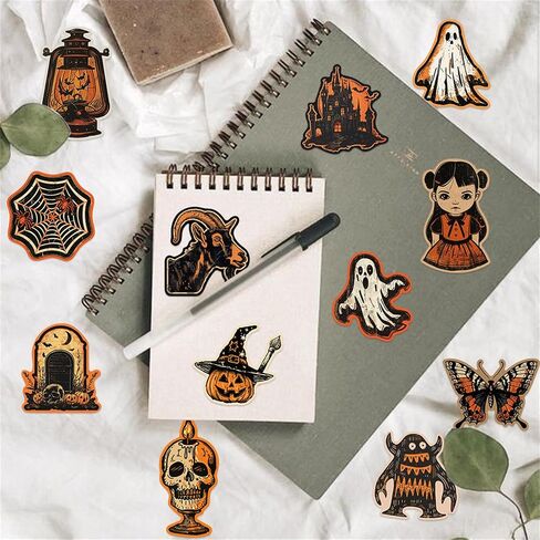50pcs Halloween Stickers for Kids Retro Pumpkin Deals for Holiday Party Vinyl Waterproof Spooky Gifts,Supernatural Holiday Gift Favor Sticker for Teens Adult (H1) in Kuwait