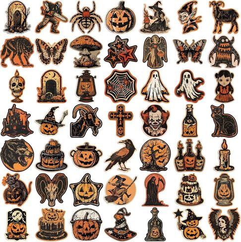 50pcs Halloween Stickers for Kids Retro Pumpkin Deals for Holiday Party Vinyl Waterproof Spooky Gifts,Supernatural Holiday Gift Favor Sticker for Teens Adult (H1) in Kuwait