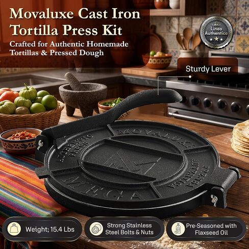 Tortilla Press 12 Inch Large, Cast Iron Tortilla Maker Complete press Kit in Saudi Arabia