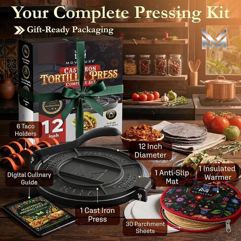Tortilla Press 12 Inch Large, Cast Iron Tortilla Maker Complete press Kit in Saudi Arabia