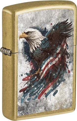 Zippo Lighter: Eagle and Flag, Distressed Look - Street Brass 81682 in Kuwait