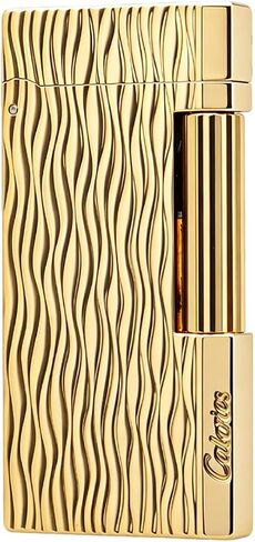 Brass Slim Butane Lighter, Water Ripple Engraved (Gold) in Kuwait