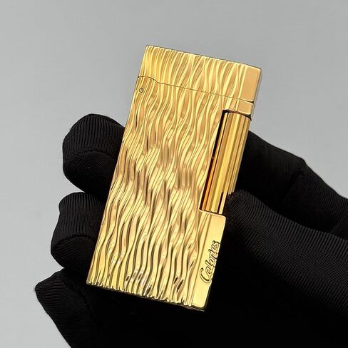 Brass Slim Butane Lighter, Water Ripple Engraved (Gold) in Kuwait