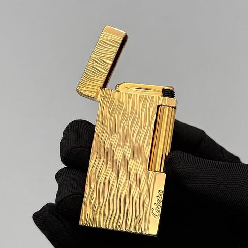 Brass Slim Butane Lighter, Water Ripple Engraved (Gold) in Kuwait