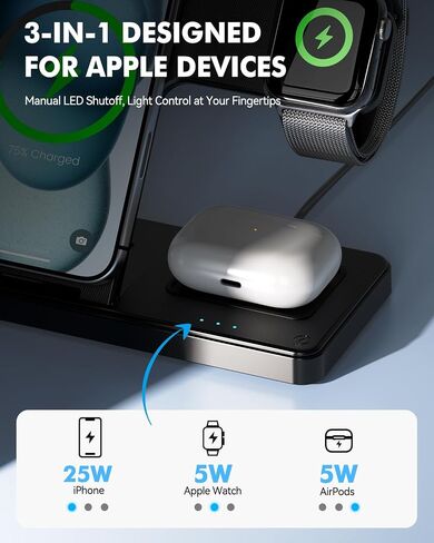 25W MagSafe Charging Station, 3-in-1 Magnetic Wireless Travel Charger Stand in Saudi Arabia