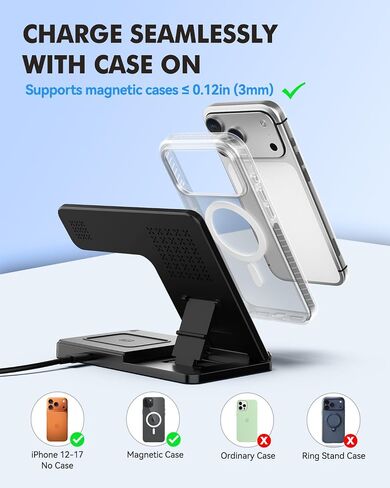 25W MagSafe Charging Station, 3-in-1 Magnetic Wireless Travel Charger Stand in Saudi Arabia