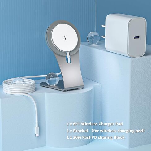 Magnetic Wireless Charger for Apple iPhone 17 Mag Safe Charging,USB-C Charger Block & 6FT 15W Fast Wireless Charging Pad Stand for iPhone 17/17Air/17Pro/17 ProMax/16/16 Plus/15/14/13/12 Series,AirPods in Kuwait