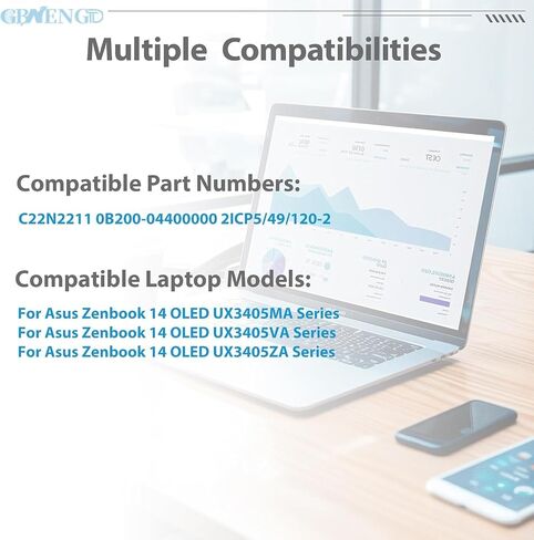 C22N2211 تبديل البطارية لـ Asus Zenbook 14 OLED UX3405MA UX3405ZA UX3405VA Series 0B200-04400000 2ICP5/49/120-2 in Kuwait