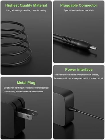 PowerPartnerLink 65W Laptop Charger Compatible with ASUS Vivobook Go Flip 14 15 16 17, Zenbook 13 14 15, ExpertBook, Chromebook C202 C300, 19V 3.42A AC Adapter Replacement, 5.5*2.5mm Round Tip Power in Saudi Arabia