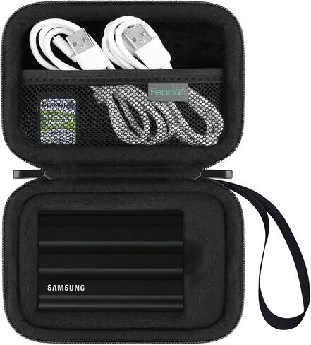Hard Case for Samsung T7 Shield / T7 / T7 Touch Portable SSD Extenal Solid State Drive 500GB 1TB 2TB 4TB - USB 3.0 USB 3.2 Travel Case Protective Cover Storage Bag (Case Only), Black in Saudi Arabia