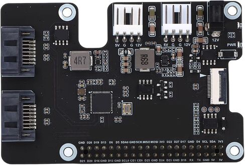 PCIe to 2 Serial ATA Adapter Replacement for Rasp Pi 5 Serial ATA 3.0 Onboard Dual LED Indicators and EEPROM HAT Standard Expansion Card for Tech Enthusiasts in Saudi Arabia