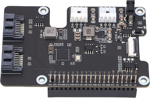 PCIe to 2 Serial ATA Adapter Replacement for Rasp Pi 5 Serial ATA 3.0 Onboard Dual LED Indicators and EEPROM HAT Standard Expansion Card for Tech Enthusiasts in Saudi Arabia