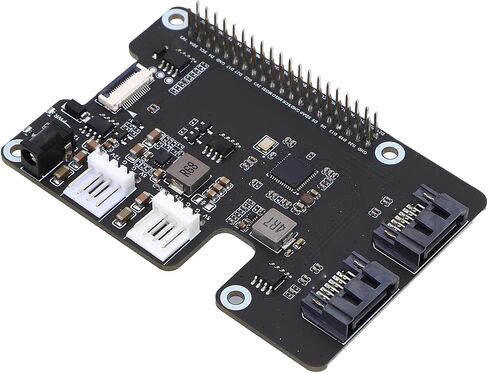 PCIe to 2 Serial ATA Adapter Replacement for Rasp Pi 5 Serial ATA 3.0 Onboard Dual LED Indicators and EEPROM HAT Standard Expansion Card for Tech Enthusiasts in Saudi Arabia