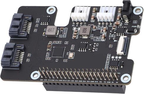 PCIe to 2 Serial ATA Adapter Replacement for Rasp Pi 5 Serial ATA 3.0 Onboard Dual LED Indicators and EEPROM HAT Standard Expansion Card for Tech Enthusiasts in Saudi Arabia