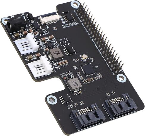 PCIe to 2 Serial ATA Adapter Replacement for Rasp Pi 5 Serial ATA 3.0 Onboard Dual LED Indicators and EEPROM HAT Standard Expansion Card for Tech Enthusiasts in Saudi Arabia