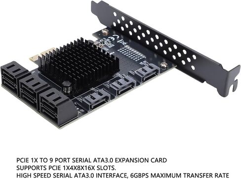 PCIE 1X Serial ATA Expansion Card High Speed 9 Port Adapter for Systems 6Gbps in Saudi Arabia