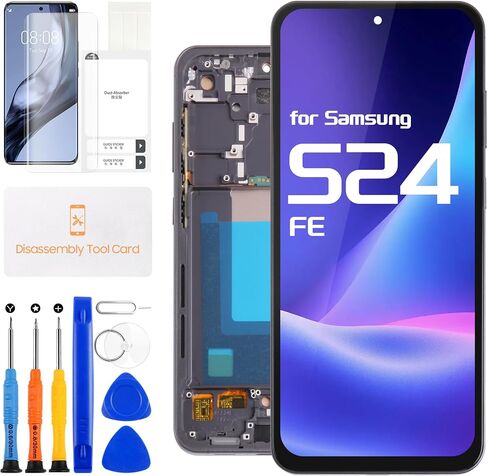 LCD Display for Samsung Galaxy S24 FE Screen Replacement, 6.7 inch Touchscreen Digitizer Assembly with Tool Set, SM-S721B SM-S721U SM-S721W (Black with Frame) in Saudi Arabia