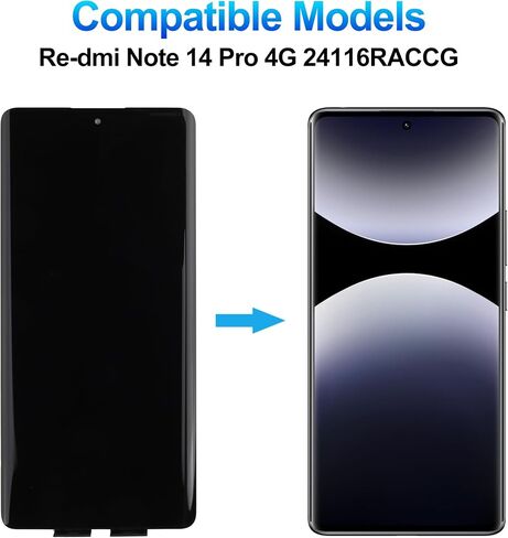 Duotipa 6.67" AMOLED Screen Compatible with Redmi Note 14 Pro 4G LCD Display Touchscreen Digitizer Assembly with Repair Tools Kit,Support Fingerprint Function in Saudi Arabia