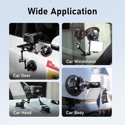 MOVMAX Solar Electronic Suction Cup Camera Mount, 4.5" Metal Suction Mount with 1/4" & 3/8" Mounting Holes for ARRI, Auto Pressure Detection & LCD Display, Compatible with Action Camera, DSLR Camera in Saudi Arabia