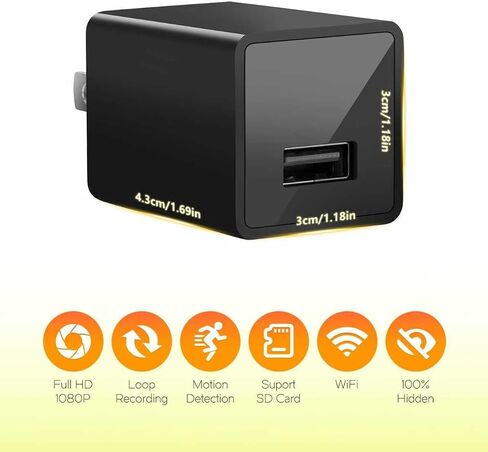 Hidden Spy Camera, USB Charger Design, 1080P HD, Motion Detection, Loop Recording, WiFi, Indoor Home Security Nanny Cam in Saudi Arabia