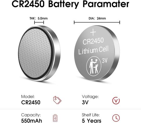 PKNOVA CR2450 3V Lithium Battery 100 Pack 3V Button Cell Lithium Coin Battery for Watches, Calculators, Key Fob, Car Remote in Saudi Arabia