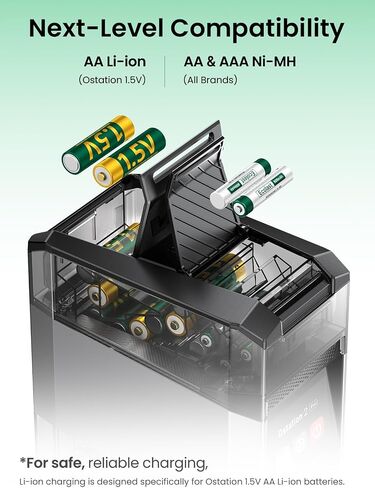 Ostation 2 Pro AA AAA Rechargeable Battery Charging Station w/ 6 Batteries in Saudi Arabia