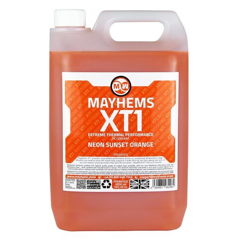Mayhems - XT1 Premixed PC Coolant - Computer Water Cooling Fluid - Liquid Cooling, Thermal Performance Series, 5 Litre, Neon Sunset Orange in Saudi Arabia