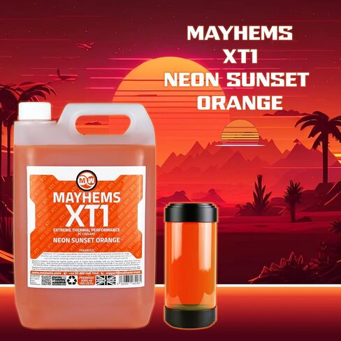Mayhems - XT1 Premixed PC Coolant - Computer Water Cooling Fluid - Liquid Cooling, Thermal Performance Series, 5 Litre, Neon Sunset Orange in Saudi Arabia