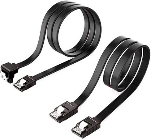 EN-Labs SATA III 6Gbps 1x Straight Data Cable and 90 Degree Angle w/Locking Latch Compatible with HDD SSD 3.0 Drives (2Pack) in Saudi Arabia