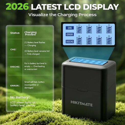 بطاريات ليثيوم AAA قابلة لإعادة الشحن بقدرة 1.5 فولت مع شاحن بشاشة LCD، 8 عبوات in Kuwait