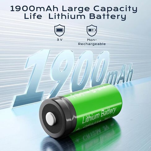 CR123A 3V Lithium Battery, 8 Count 1900mAh 3 Volt High Capacity High Power Batteries for Flashlight, Smoke Alarm/Detector, Range Finder (Non-Rechargeable) in Kuwait