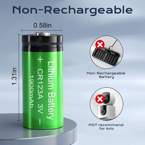 CR123A 3V Lithium Battery, 8 Count 1900mAh 3 Volt High Capacity High Power Batteries for Flashlight, Smoke Alarm/Detector, Range Finder (Non-Rechargeable) in Kuwait