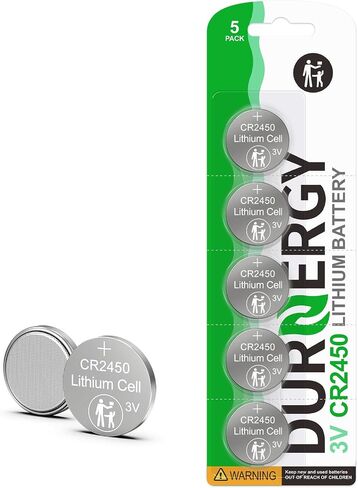DURNERGY CR2450 3V بطارية ليثيوم عملة خلية 100 حزمة، بطارية زر CR2450 2450، ECR2450، KCR2450، BR2450، DL2450، LM2450، KT-CR2450، CR2450BP، GPCR2450 بطاريات للشموع عديمة اللهب in Kuwait