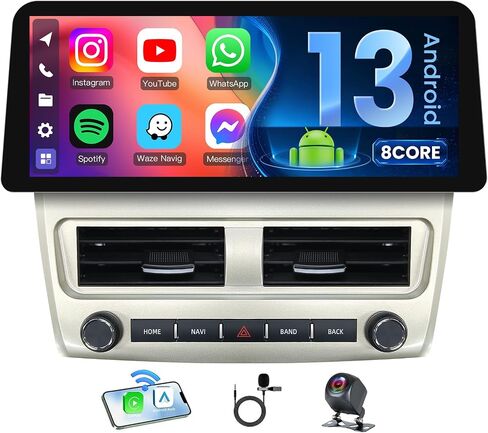 [8 Core 4+64G] Car Radio for Toyota Camry 2007-2011 Upgrade 12.3" Touch Screen 1920 * 720 HD Stereo, Android 13 Head Unit, Wireless Carplay, Android Auto, GPS AM/FM/36EQ Bluetooth SWC Backup Camera in Kuwait