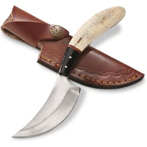 SZCO Full Tang Skinner Knife 8 Inch - Pocket Knifes with Stainless Steel Blade, Bone/Horn Handle & Leather Sheath - Camping Knife for Hiking, Camping - Skinning knife for Men in Saudi Arabia