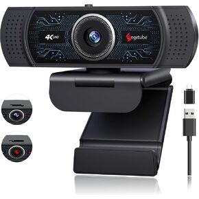 Angetube 4K Webcam for PC w/Microphone, USB Web Cam Built-in Privacy Cover in Saudi Arabia