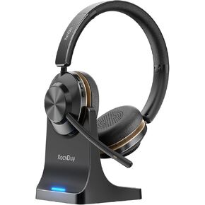 Bluetooth Headset, Wireless Headset with Mic for Work, Bluetooth 5.3, Wireless Headphones with AI Noise Cancelling Microphone (Clear Calls & Mic Mute), for Computer/PC(Without USB Dongle) in Kuwait