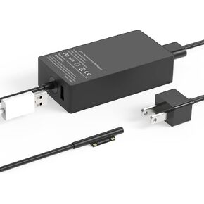 65W Charger Compatible with Microsoft Surface Pro 11, 10, 9, 8, 7+, 7, 6, 5, 4, 3, X, Surface Laptop 7/6/5/4/3/2/1, Surface Go 4/3/2/1, Surface Book 2/1,Compatible with 44W 36W in Saudi Arabia