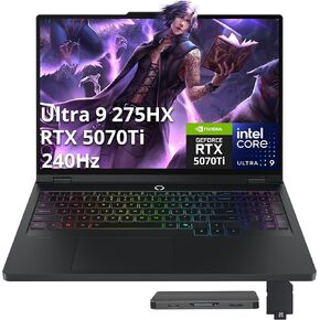 Lenovo Legion Pro 5 16" WQXGA 240Hz Gaming Laptop, Intel Ultra 9 275HX, GeForce RTX 5070 Ti, 64GB RAM, 3TB Storage (2TB SSD+1TB Docking Station Set), RGB Backlit Keyboard, Win 11 Pro, Eclipse Black in Kuwait