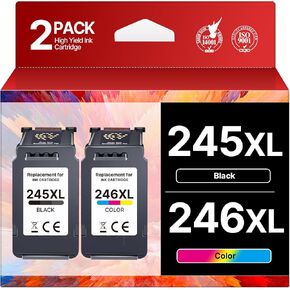 245XL Ink Cartridge High Capacity for Canon 245XL 246XL Combo Pack Replacement for Canon Ink 245 and 246 Work with Pixma TS202 TR4520 MG2525 TS3322 TS3320 MG2522 TS302 MG2520 MX490 (Black, Tri-Color) in Saudi Arabia