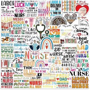 50 PCS Labor and Delivery Nurse Stickers,L&D Nurse Gifts,OBGYN Gifts,Waterproof Vinyl Stickers for Laptops,Water Bottles,Scrapbooks,Phone,Perfect Gifts for Labor and Delivery Nurse,Maternal in Kuwait