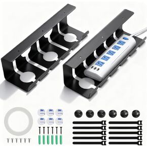 Under Desk Cable Management, 2 Pack 17" Cable Tray Organizer, No Drill or Screw Mount, Standing Desk Cable Management, Cord Organizer, White in Kuwait