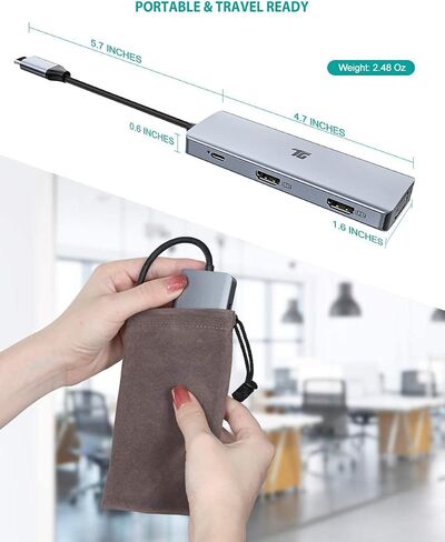 USB C Hub, Tiergrade 9 In 1 Triple Display Collage Display Laptop Docking Station with 2 4K HDMI, VGA, PD, USB 3.0 and TF/SD Card Reader, USB C Dock for MacBook/Dell/HP/Lenovo and Other Type-C Laptops in Kuwait