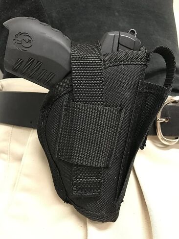 حافظة المسدس تناسب Ruger EC9s، نايلون أسود يمكن استخدامه بكلتا اليدين، اليد اليسرى أو اليمنى، حامل مجلات مدمج، حزام الاحتفاظ قابل للتعديل، حافظة المسدس in Kuwait