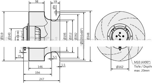 DKHR280-2SW.087.5FA 0.7W 400V .9A 280mm Fan in Kuwait