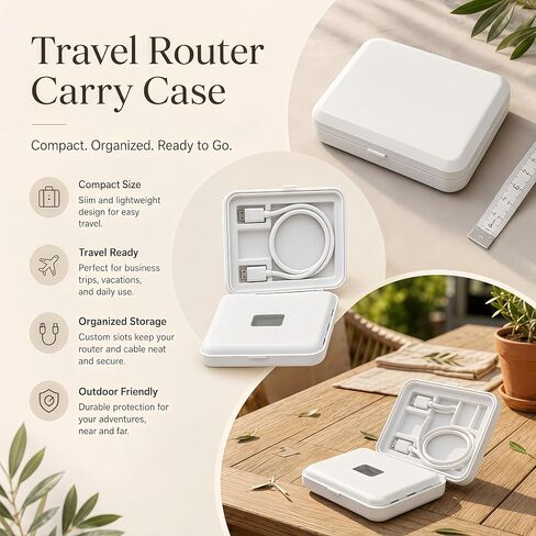 Travel Router Case Compatible with Ubiquiti UniFi UTR, Dual Compartment Hinged Storage Box for Business Travel in Saudi Arabia